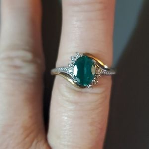 Sterling silver & 10k gold 2 tone emerald ring